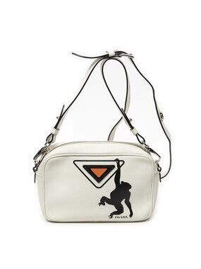 Prada Monkey Pattern Camera Bag Ivory Calfskin Leather